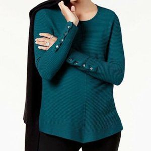 Alfani Women's Sweater Rib Swing Pullover, 2x, Green